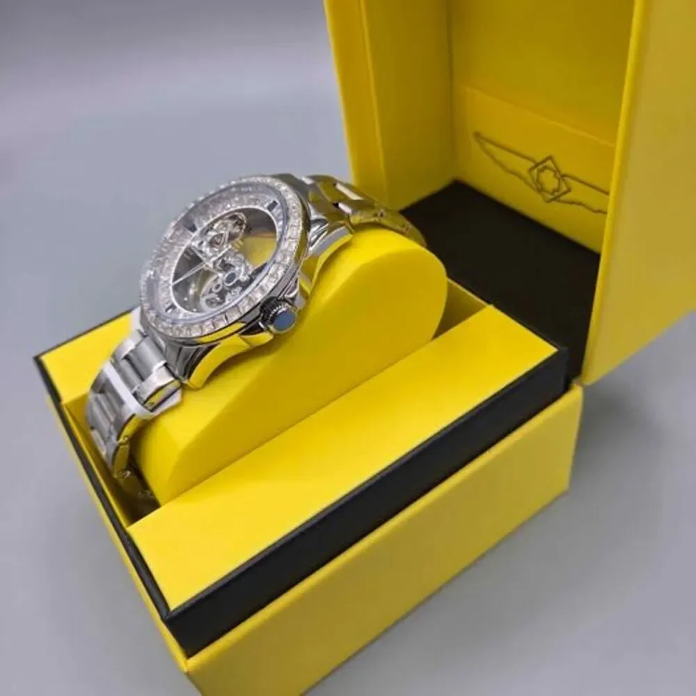 Invicta Automatic Skeleton Watch Silver-Tone Diamond Bezel